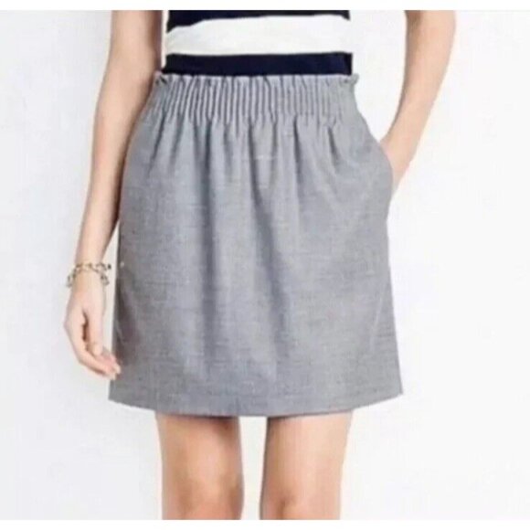 J.CREW Dresses & Skirts - J Crew Skirt 6 Gray Gathered Pleat Bag Waist W Pockets Stretch